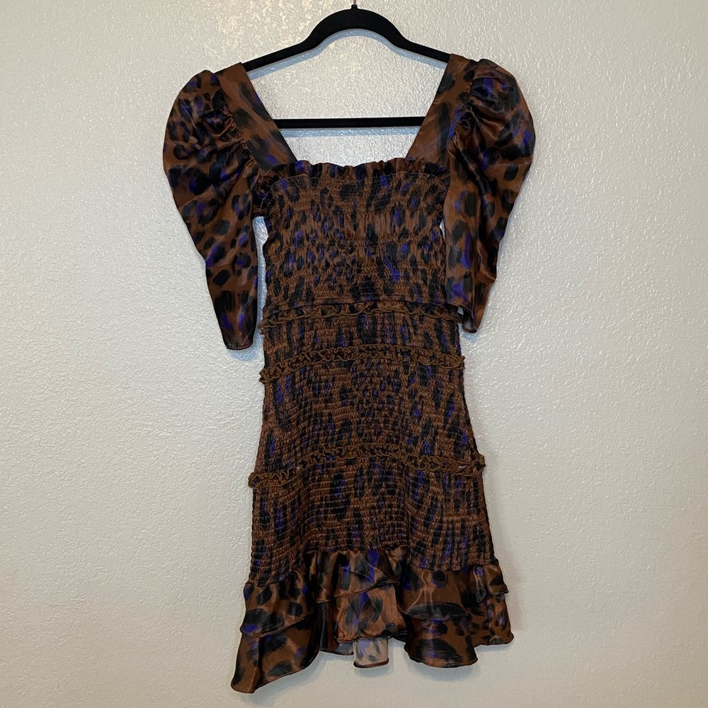 Karlie Smocked Ruffle Leopard Print Square Neck M… - image 7
